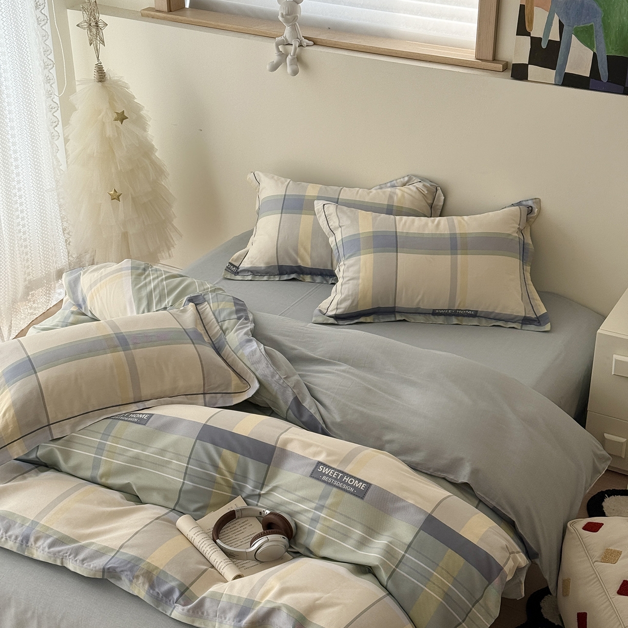 91家纺网 家纺一手货源 找家纺 于果 2026新款全棉13370四件套（2） 格莱尔绿