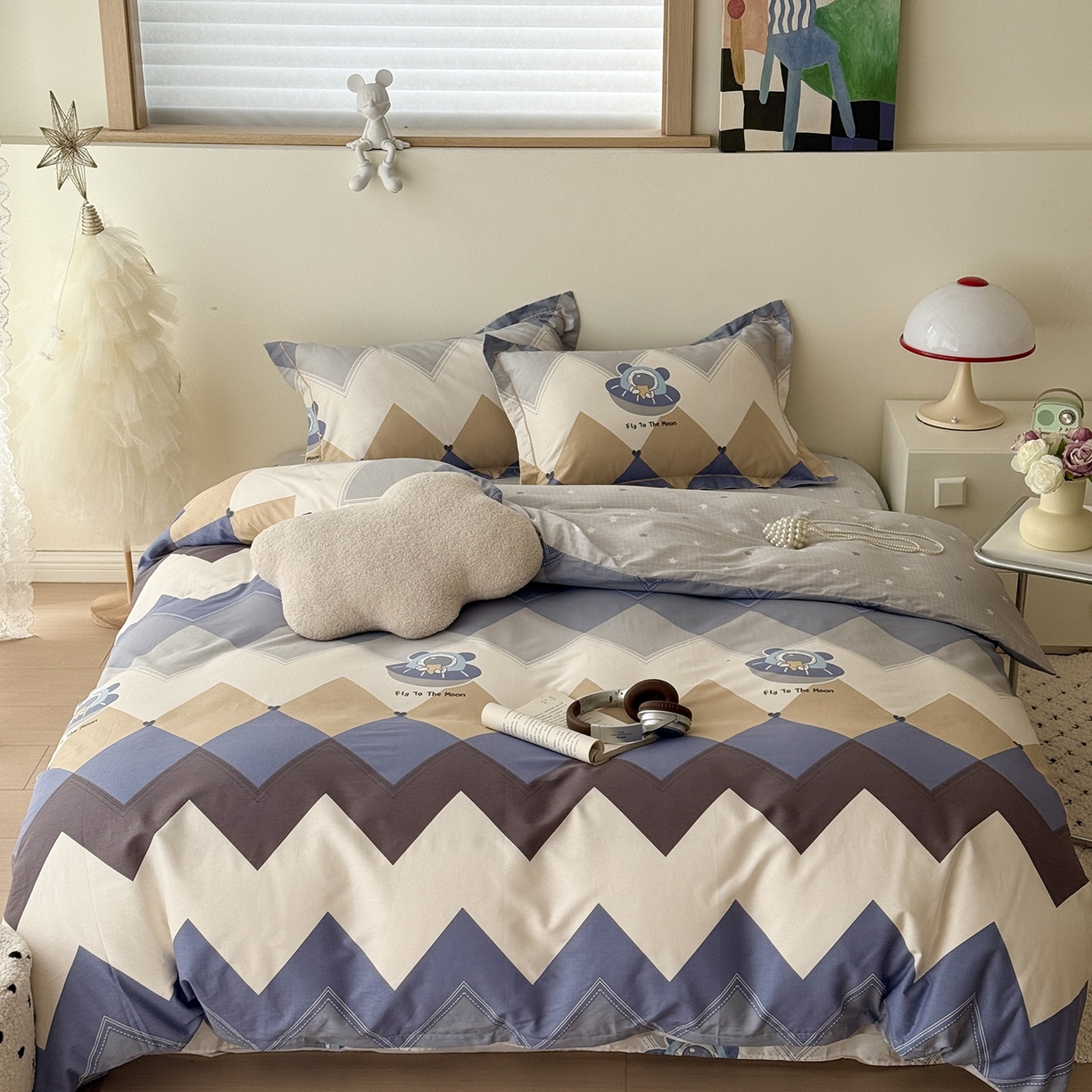 91家纺网 家纺一手货源 找家纺 于果 2026新款全棉13370四件套（2） 几何飞船