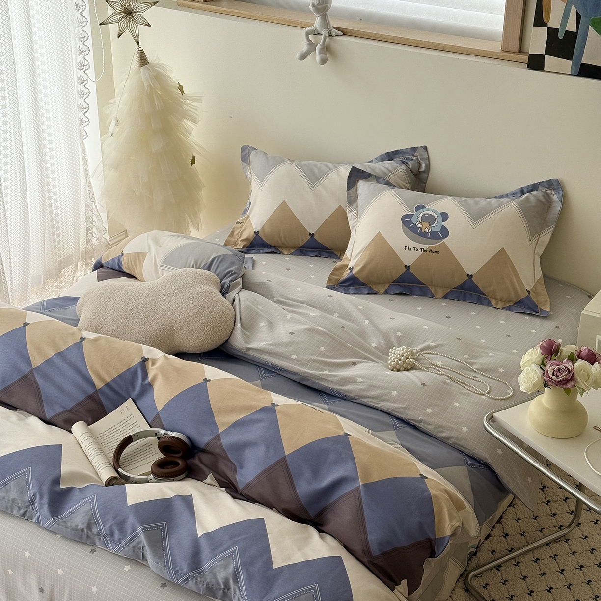 91家纺网 家纺一手货源 找家纺 于果 2026新款全棉13370四件套（2） 几何飞船