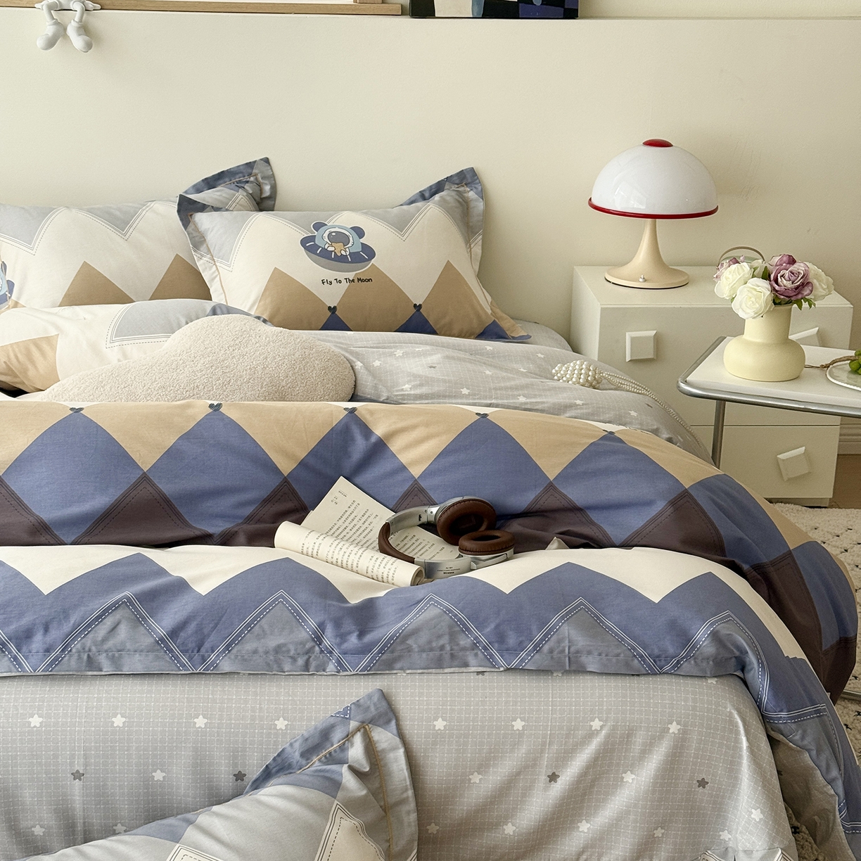 91家纺网 家纺一手货源 找家纺 于果 2026新款全棉13370四件套（2） 几何飞船