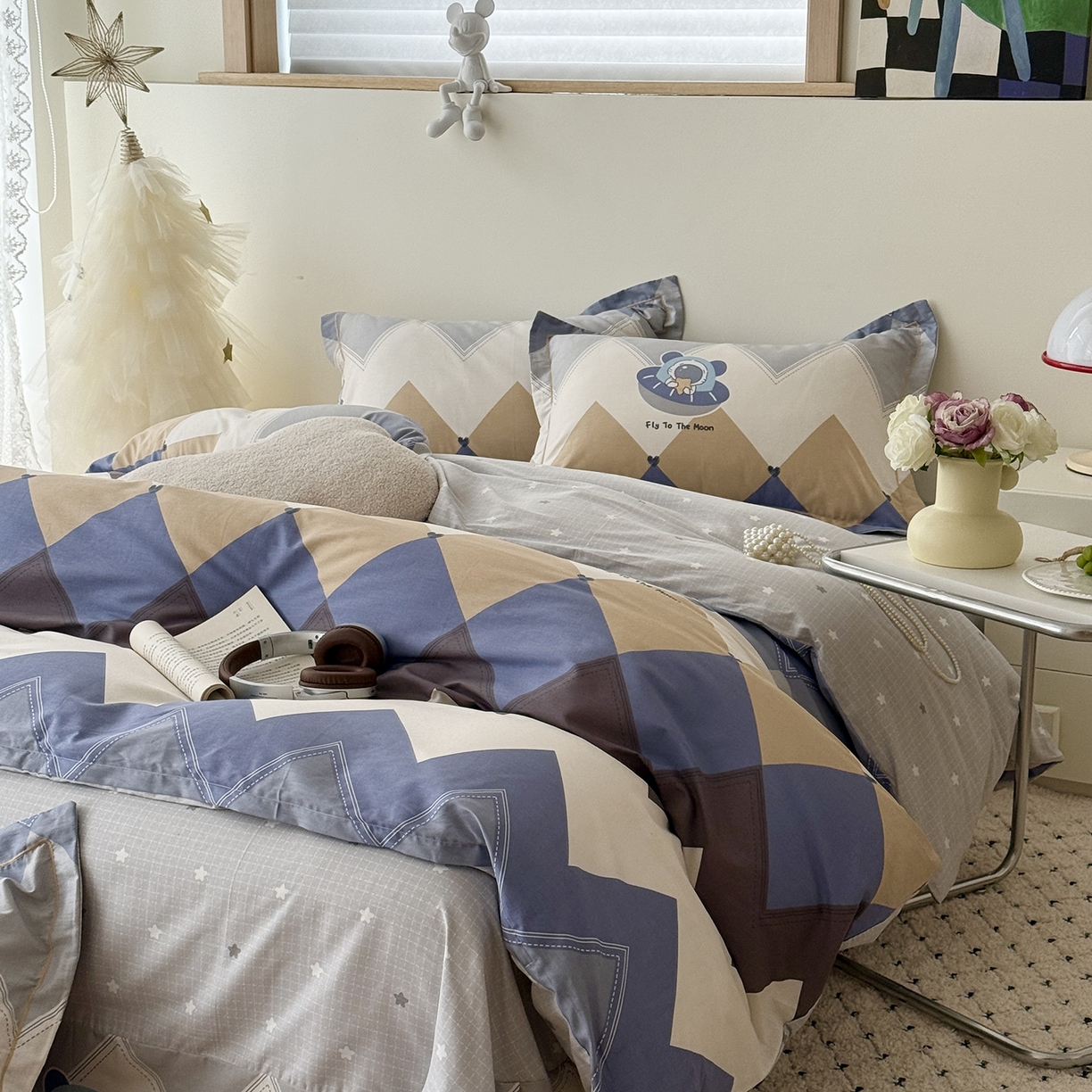 91家纺网 家纺一手货源 找家纺 于果 2026新款全棉13370四件套（2） 几何飞船