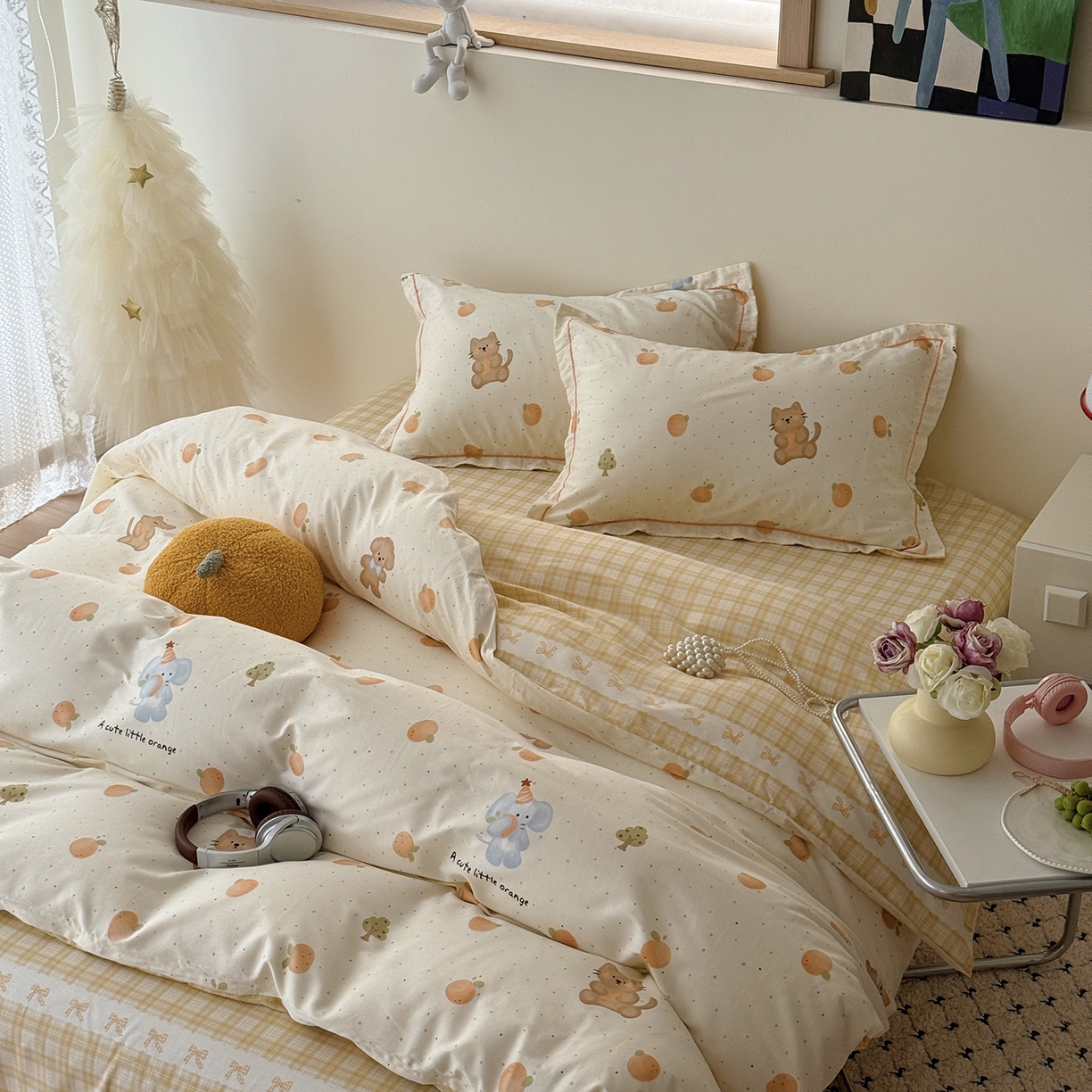 91家纺网 家纺一手货源 找家纺 于果 2026新款全棉13370四件套（2） 桔星小熊