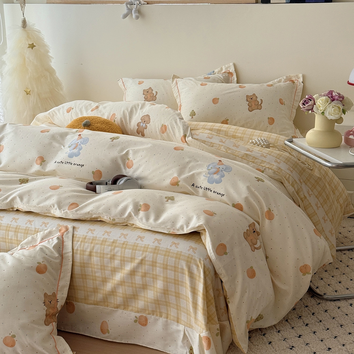 91家纺网 家纺一手货源 找家纺 于果 2026新款全棉13370四件套（2） 桔星小熊