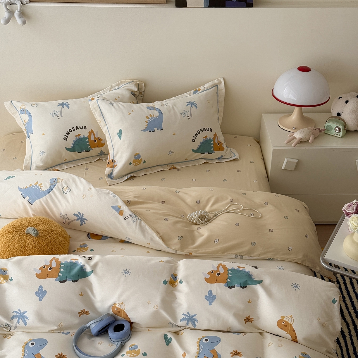 91家纺网 家纺一手货源 找家纺 于果 2026新款全棉13370四件套（2） 恐龙岛