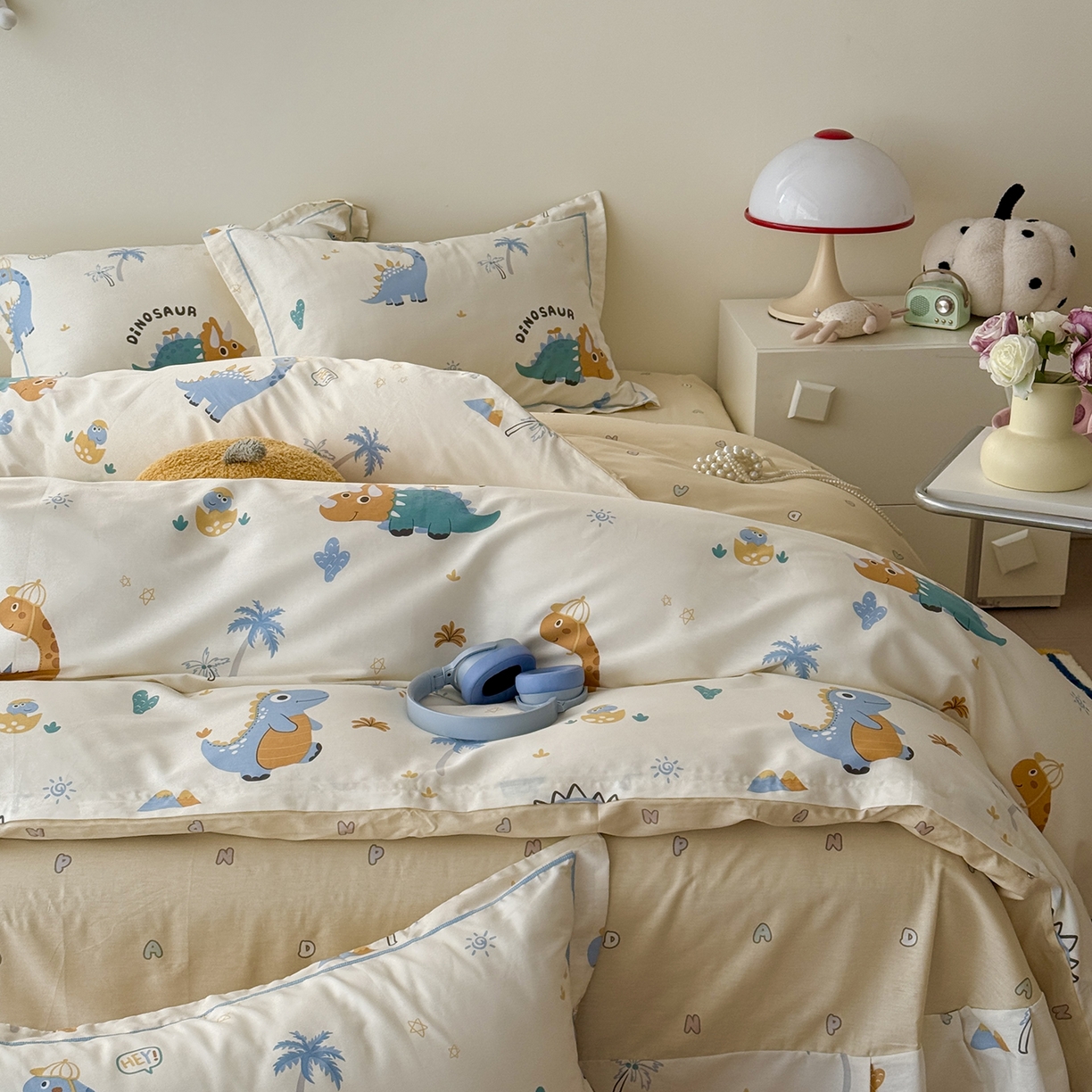 91家纺网 家纺一手货源 找家纺 于果 2026新款全棉13370四件套（2） 恐龙岛