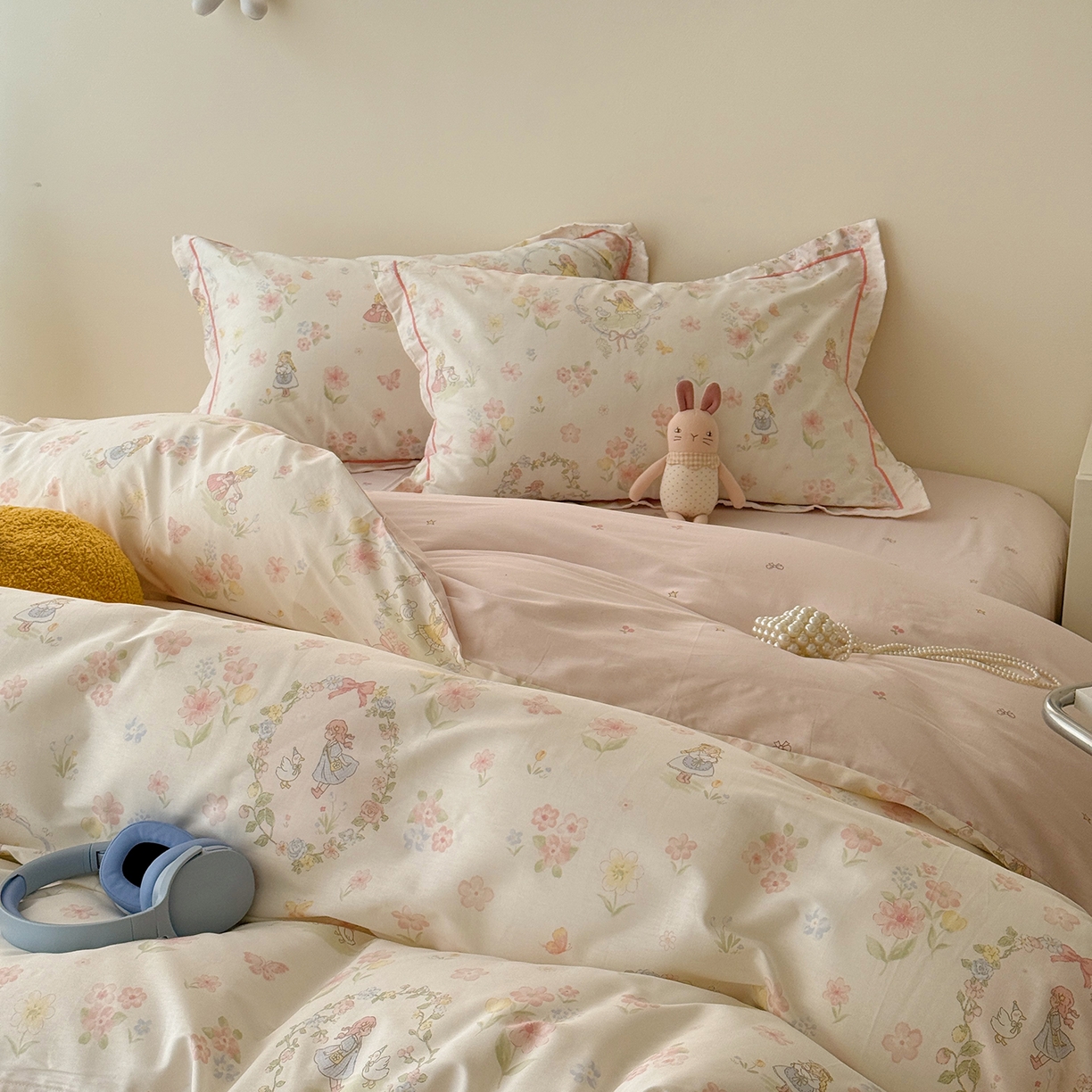 91家纺网 家纺一手货源 找家纺 于果 2026新款全棉13370四件套（2） 浅色童话