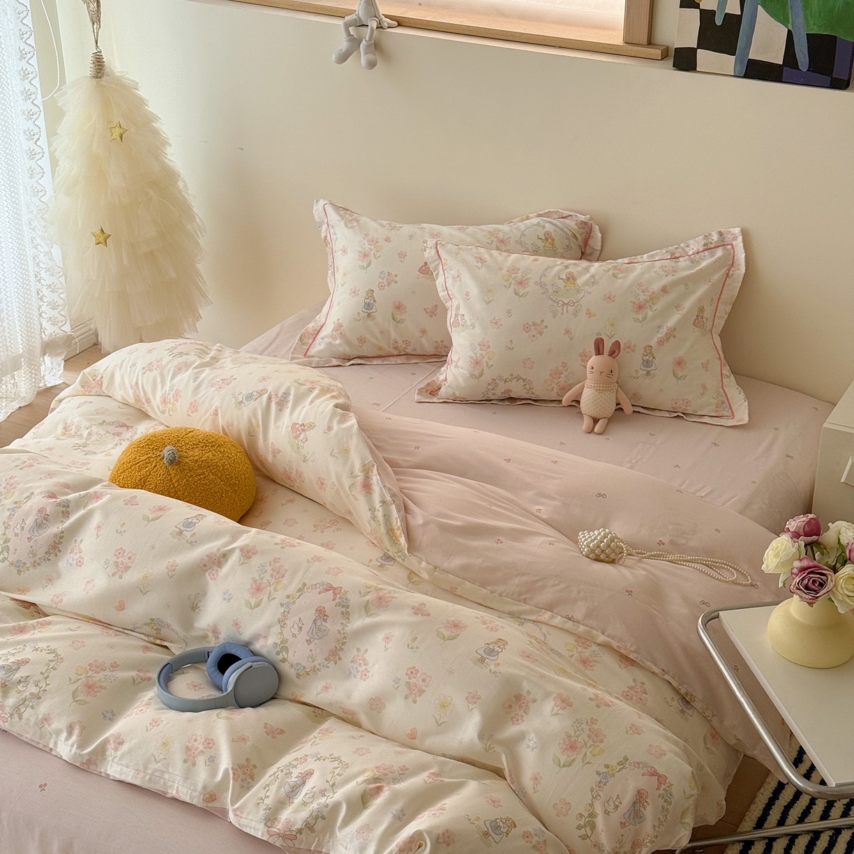 91家纺网 家纺一手货源 找家纺 于果 2026新款全棉13370四件套（2） 浅色童话