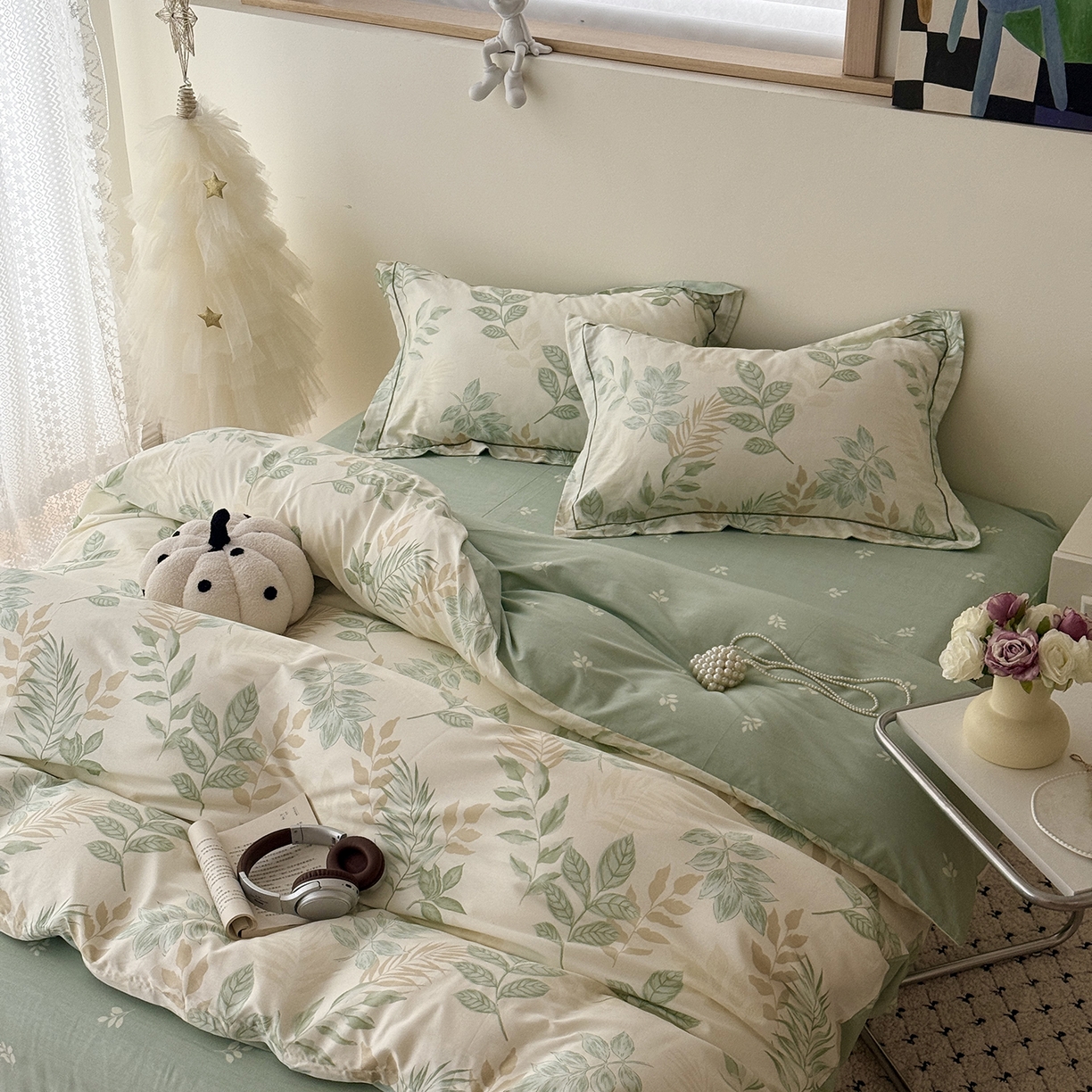 91家纺网 家纺一手货源 找家纺 于果 2026新款全棉13370四件套（2） 小叶物语