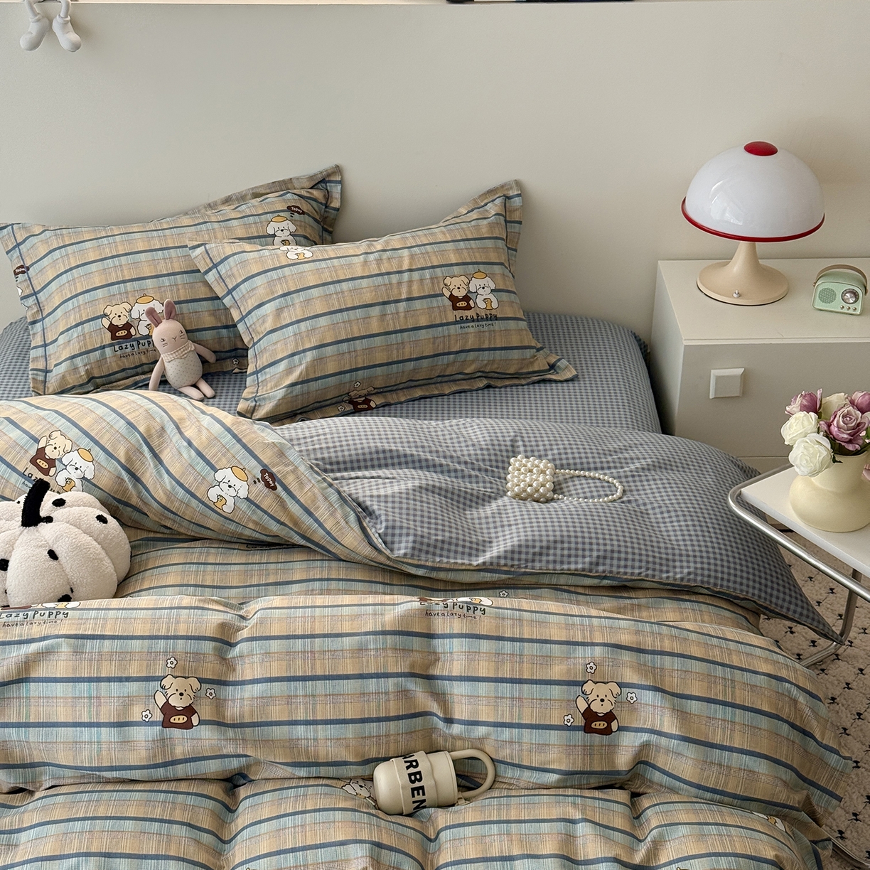 91家纺网 家纺一手货源 找家纺 于果 2026新款全棉13370四件套（2） 自拍小狗