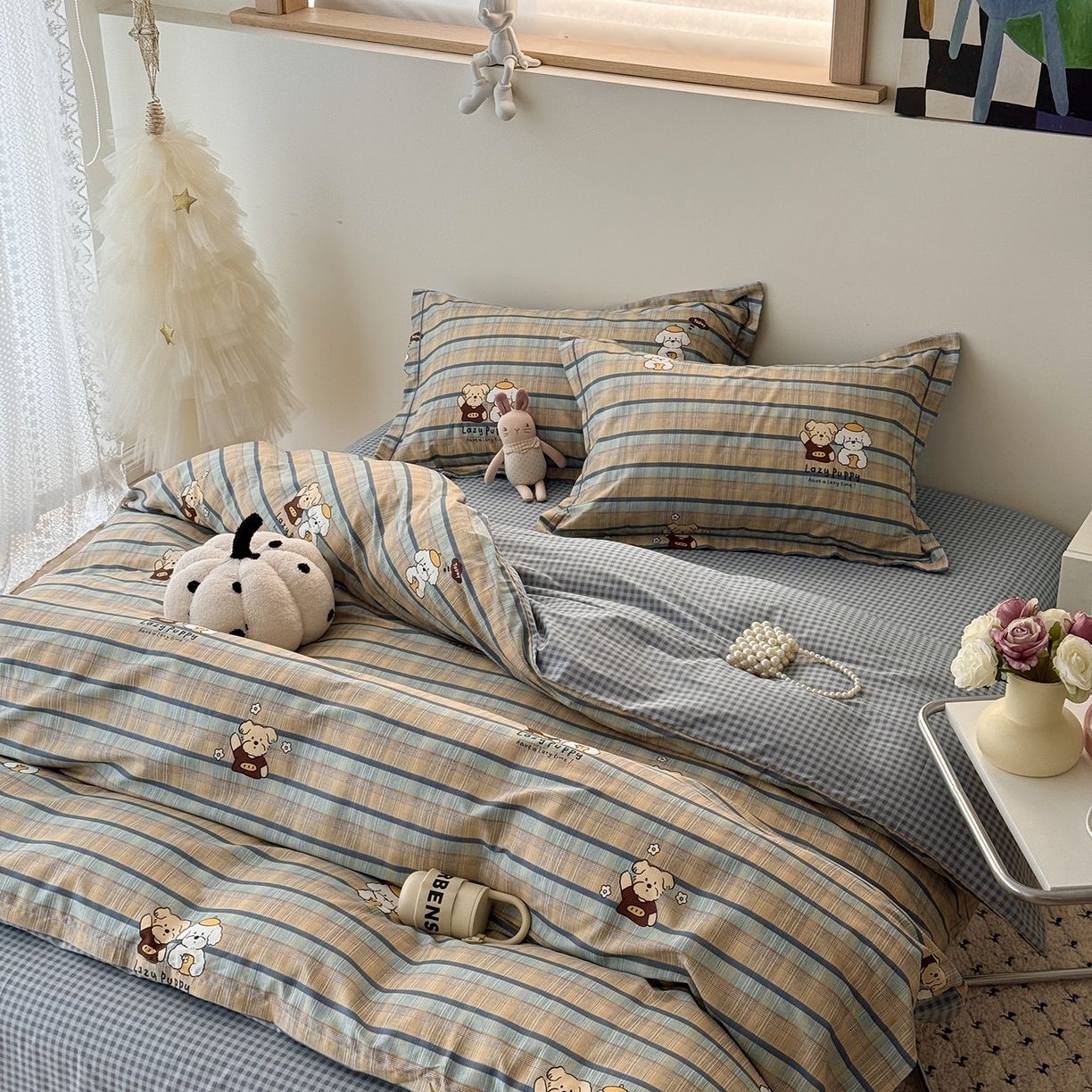 91家纺网 家纺一手货源 找家纺 于果 2026新款全棉13370四件套（2） 自拍小狗