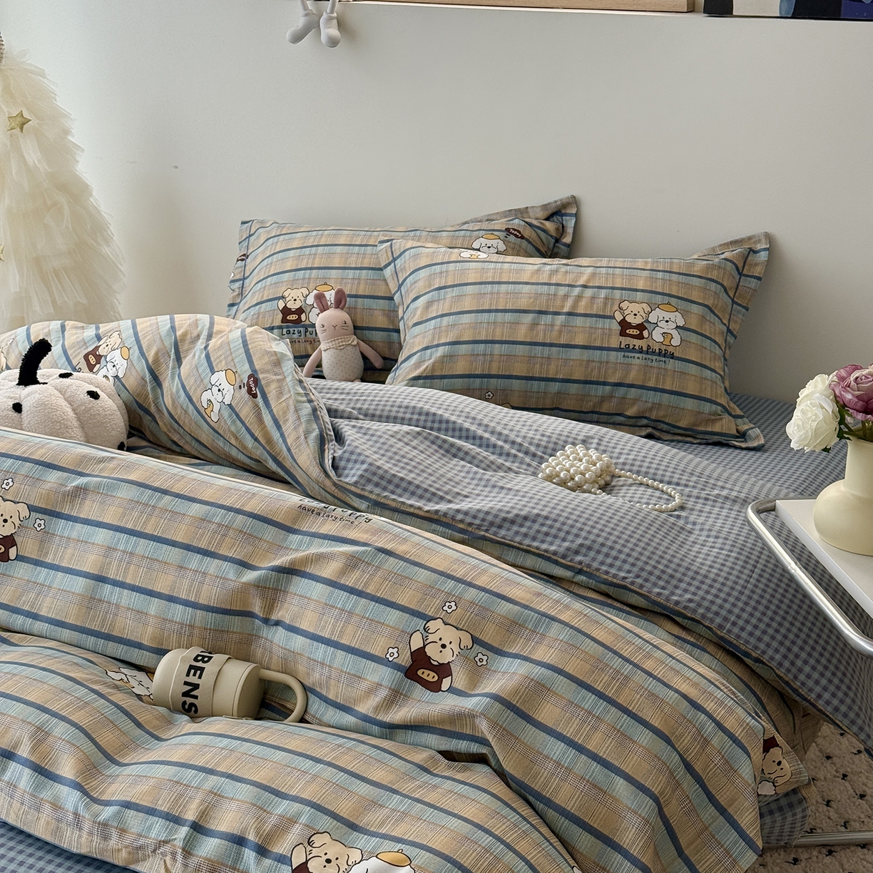 91家纺网 家纺一手货源 找家纺 于果 2026新款全棉13370四件套（2） 自拍小狗