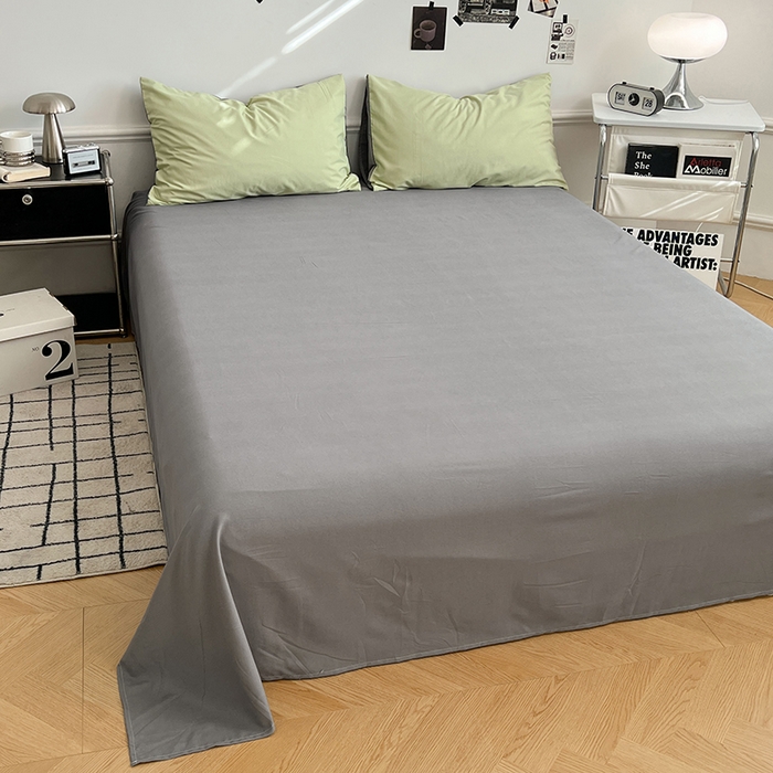 91家纺网 家纺一手货源 找家纺 世爵 2026新款10A抗菌亲肤水洗棉双拼四件套 绿浅灰