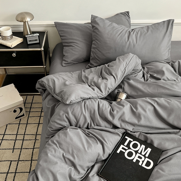 91家纺网 家纺一手货源 找家纺 世爵 2026新款10A抗菌亲肤水洗棉双拼四件套 浅灰