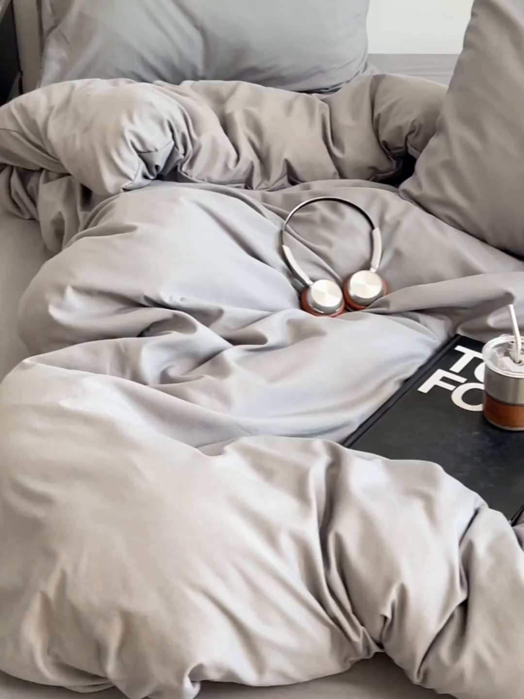 91家纺网 家纺一手货源 找家纺 世爵 2026新款10A抗菌亲肤水洗棉双拼四件套 浅灰