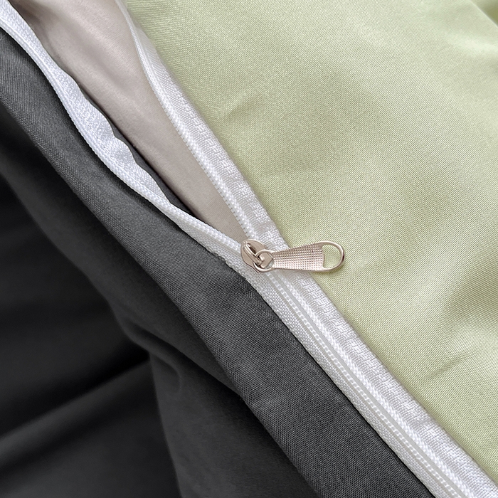 91家纺网 家纺一手货源 找家纺 世爵 2026新款10A抗菌亲肤水洗棉双拼四件套 深灰绿