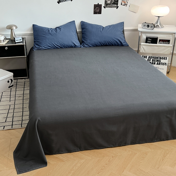 91家纺网 家纺一手货源 找家纺 世爵 2026新款10A抗菌亲肤水洗棉双拼四件套 深蓝灰