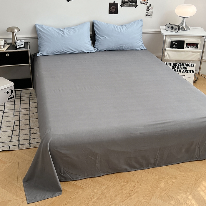 91家纺网 家纺一手货源 找家纺 世爵 2026新款10A抗菌亲肤水洗棉双拼四件套 天空蓝浅灰