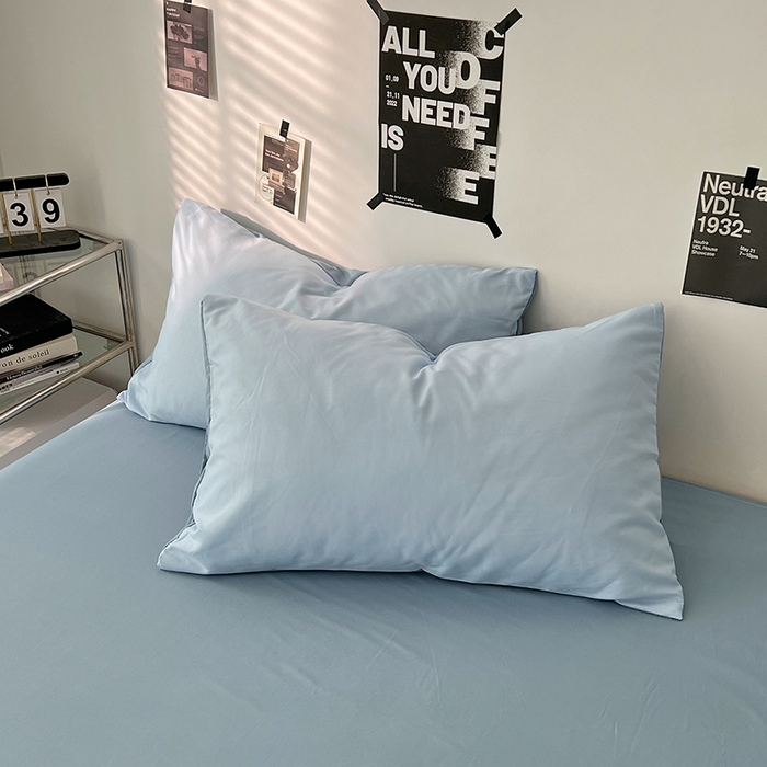 91家纺网 家纺一手货源 找家纺 世爵 2026新款10A抗菌亲肤水洗棉双拼四件套 远天蓝