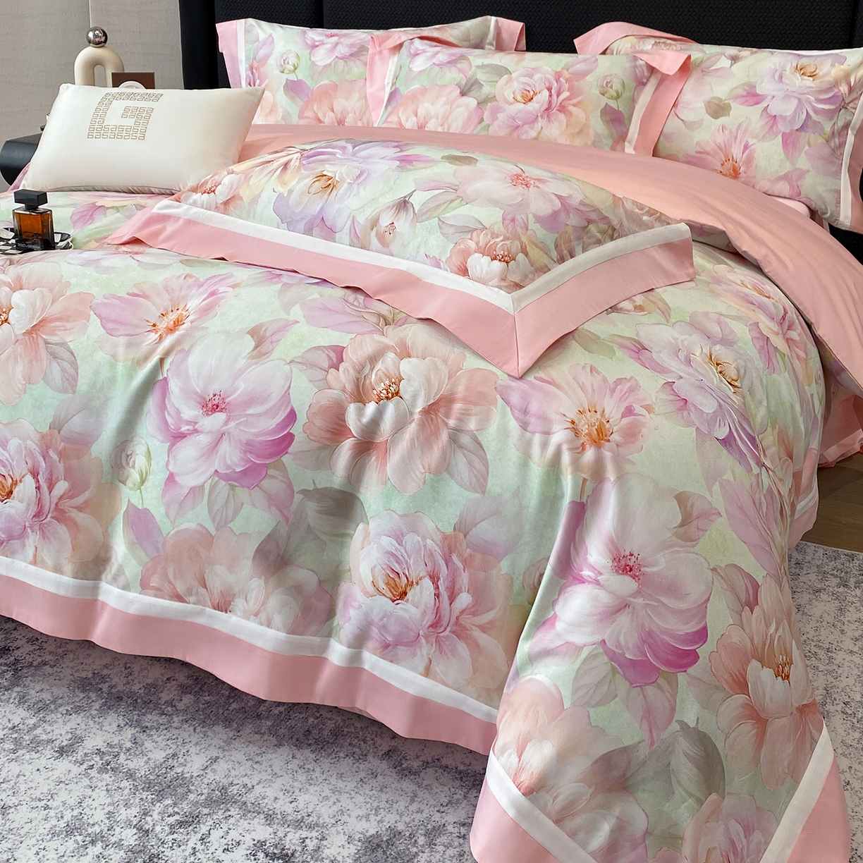 91家纺网 家纺一手货源 找家纺 （总）家居1号家纺 2026新款50双股长绒棉纯棉数码数码印花四件套-芬芳/浪蝶（券后价格不得低于：标准328元，加348元！会员优惠10元）