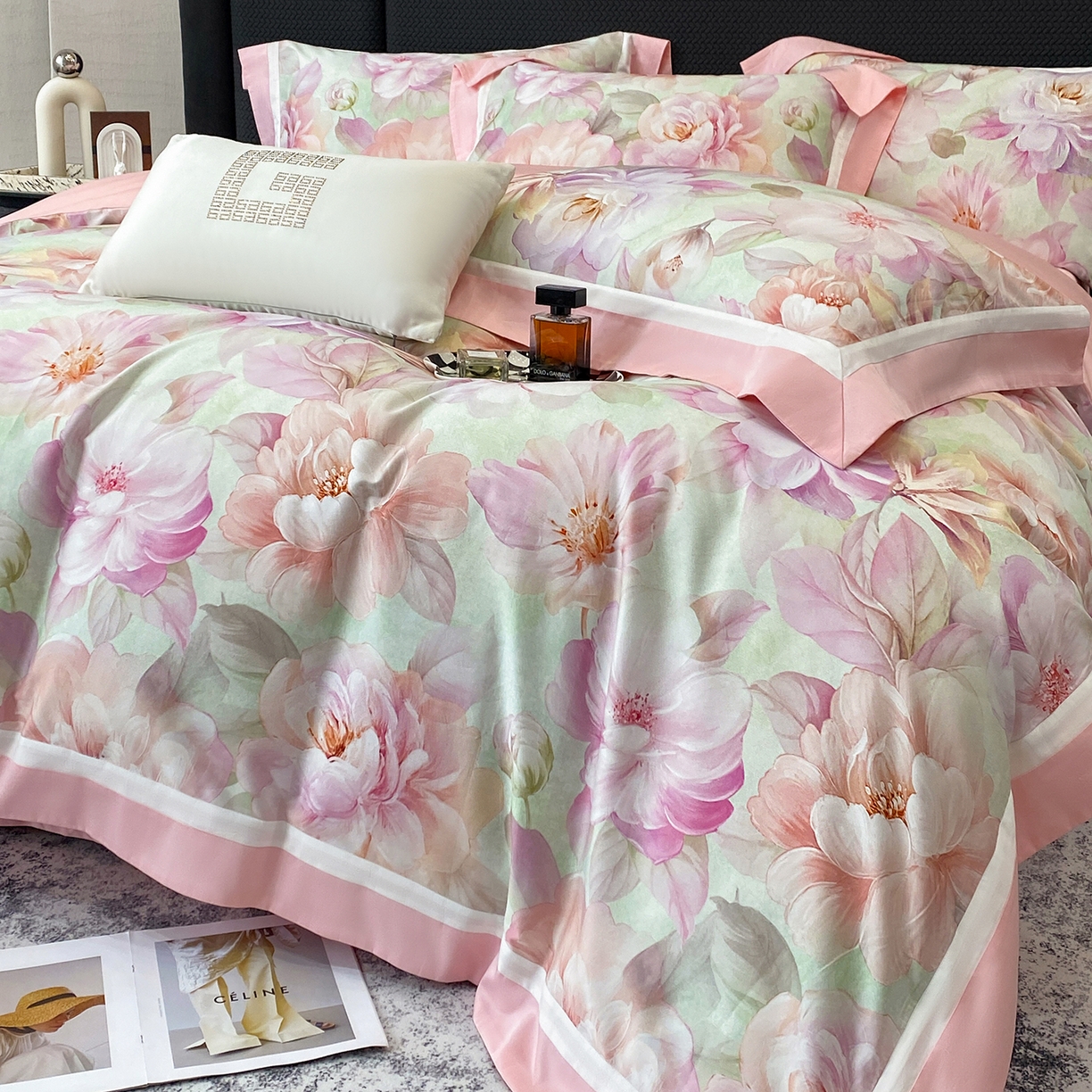 91家纺网 家纺一手货源 找家纺 （总）家居1号家纺 2026新款50双股长绒棉纯棉数码数码印花四件套-芬芳/浪蝶（券后价格不得低于：标准328元，加348元！会员优惠10元）