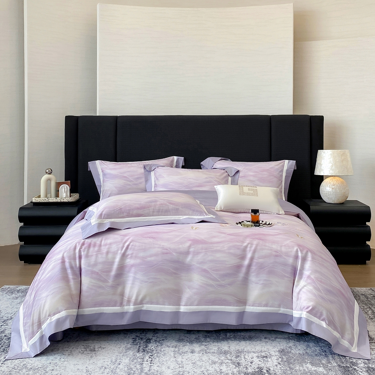 91家纺网 家纺一手货源 找家纺 家居1号家纺 2026新款50双股长绒棉纯棉数码数码印花四件套-芬芳/浪蝶（券后价格不得低于：标准328元，加348元！会员优惠10元） 浪蝶-紫