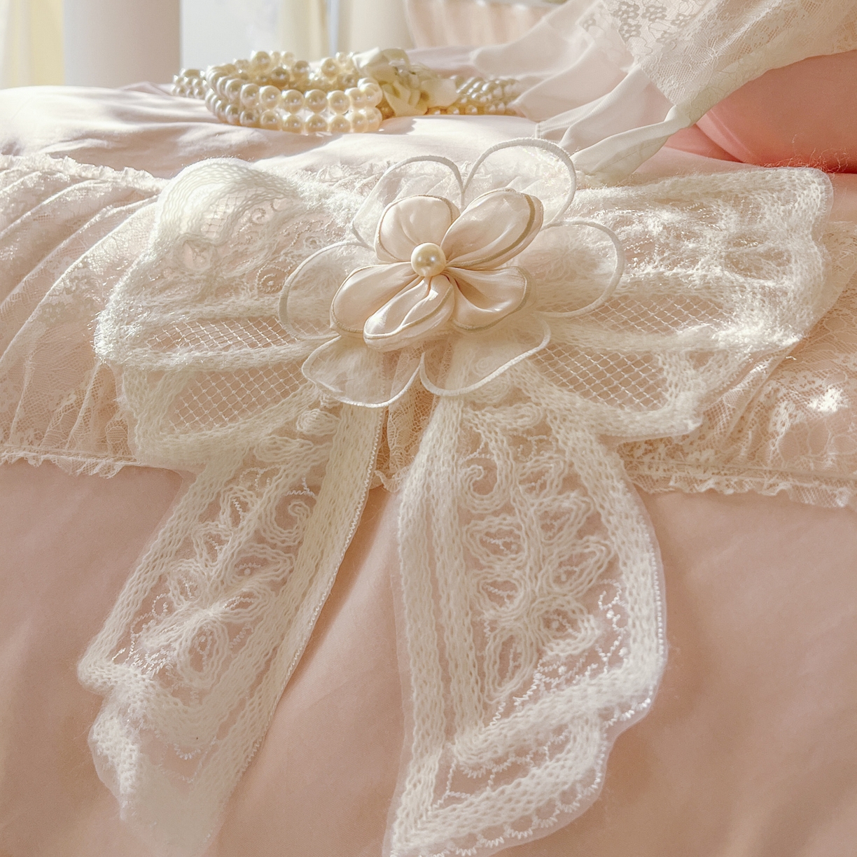 91家纺网 家纺一手货源 找家纺 （总）亲亲公主 2026新款全棉蕾丝四件套-奶油泡芙（赠送蝴蝶结）券后不低于298