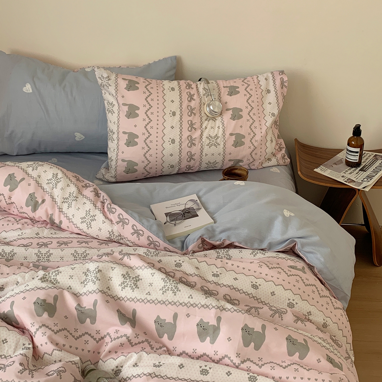 91家纺网 家纺一手货源 找家纺 （总）桃喜 2026春夏新款全棉纯棉ins简约系列四件套（会员-3）