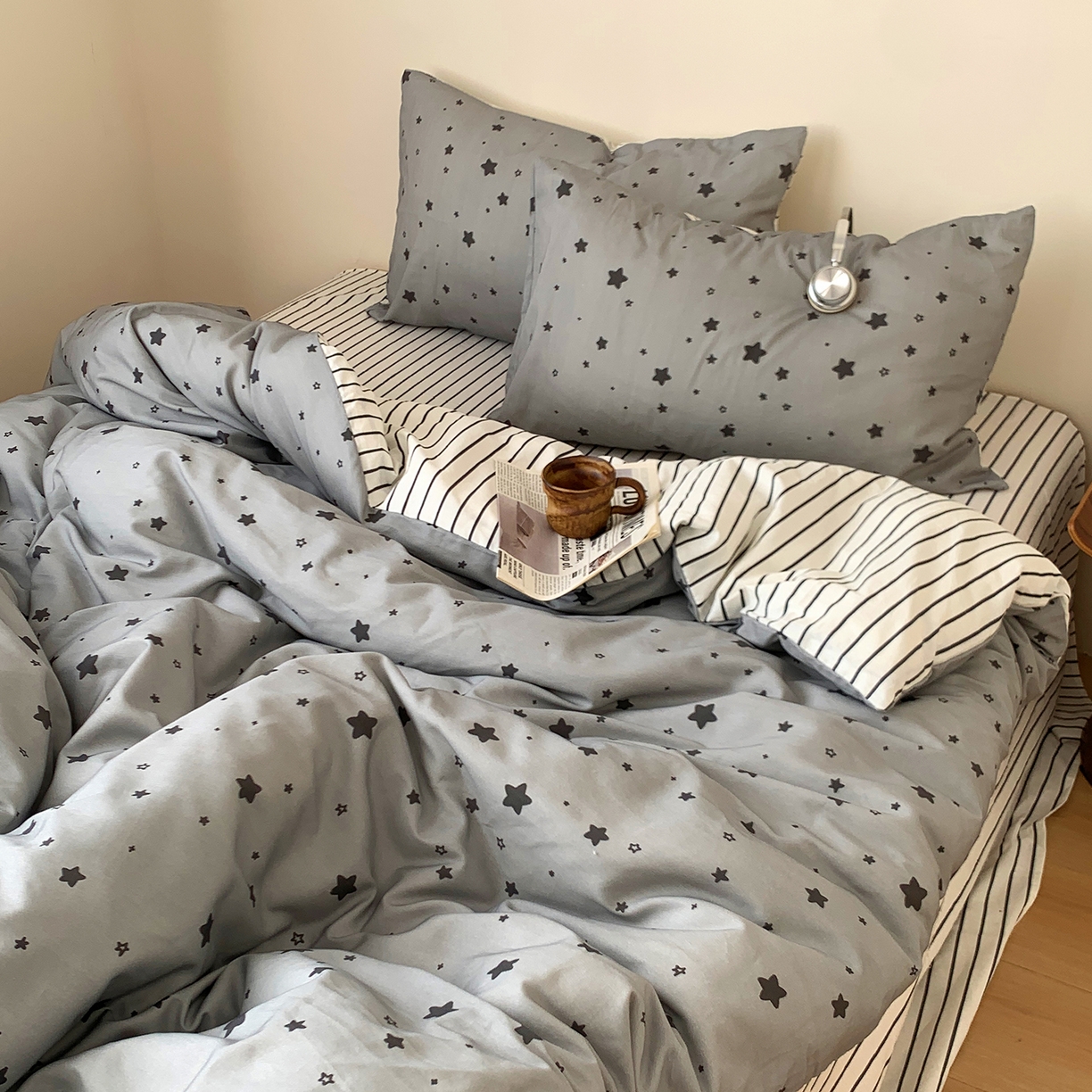 91家纺网 家纺一手货源 找家纺 （总）桃喜 2026春夏新款全棉纯棉ins简约系列四件套（会员-3）