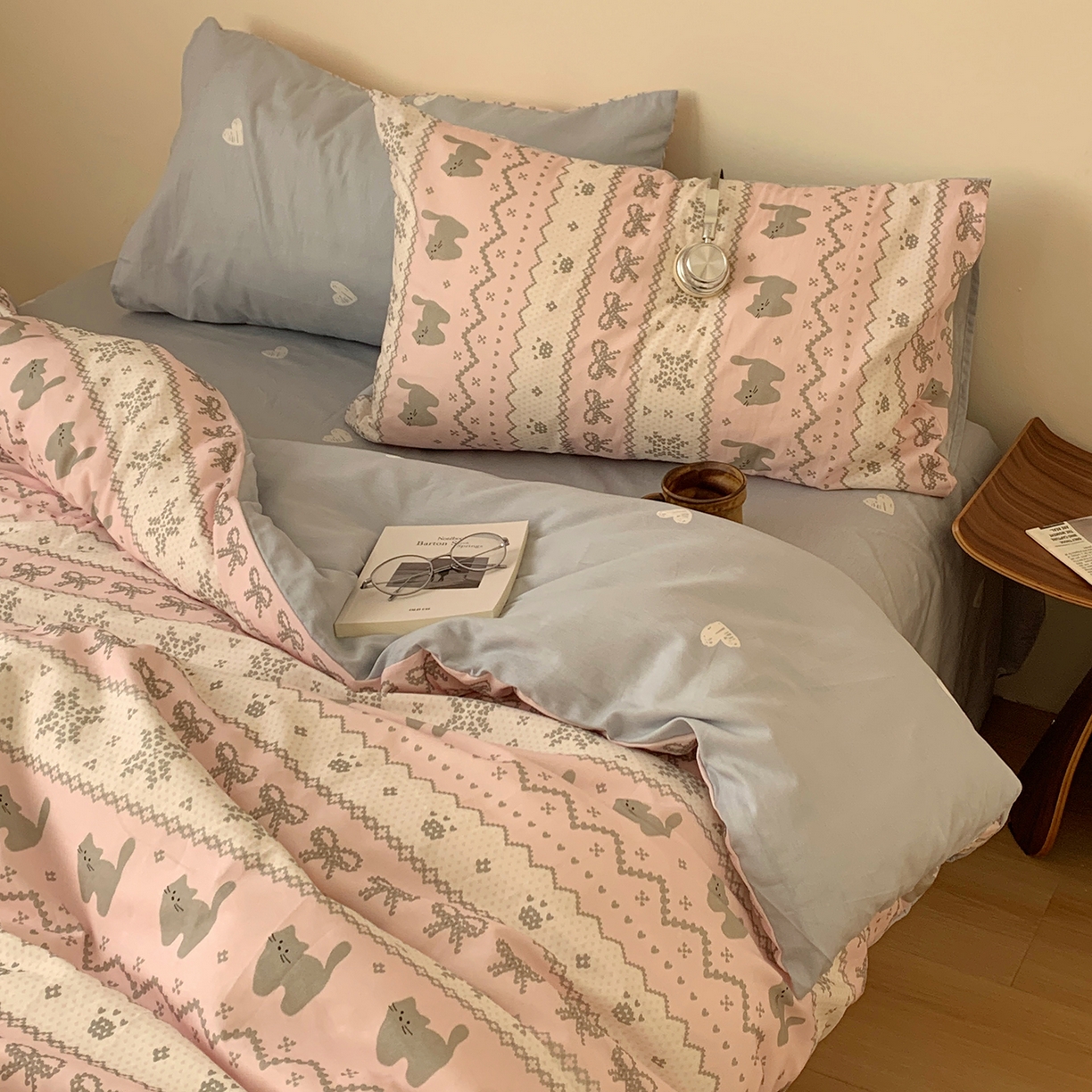 91家纺网 家纺一手货源 找家纺 （总）桃喜 2026春夏新款全棉纯棉ins简约系列四件套（会员-3）