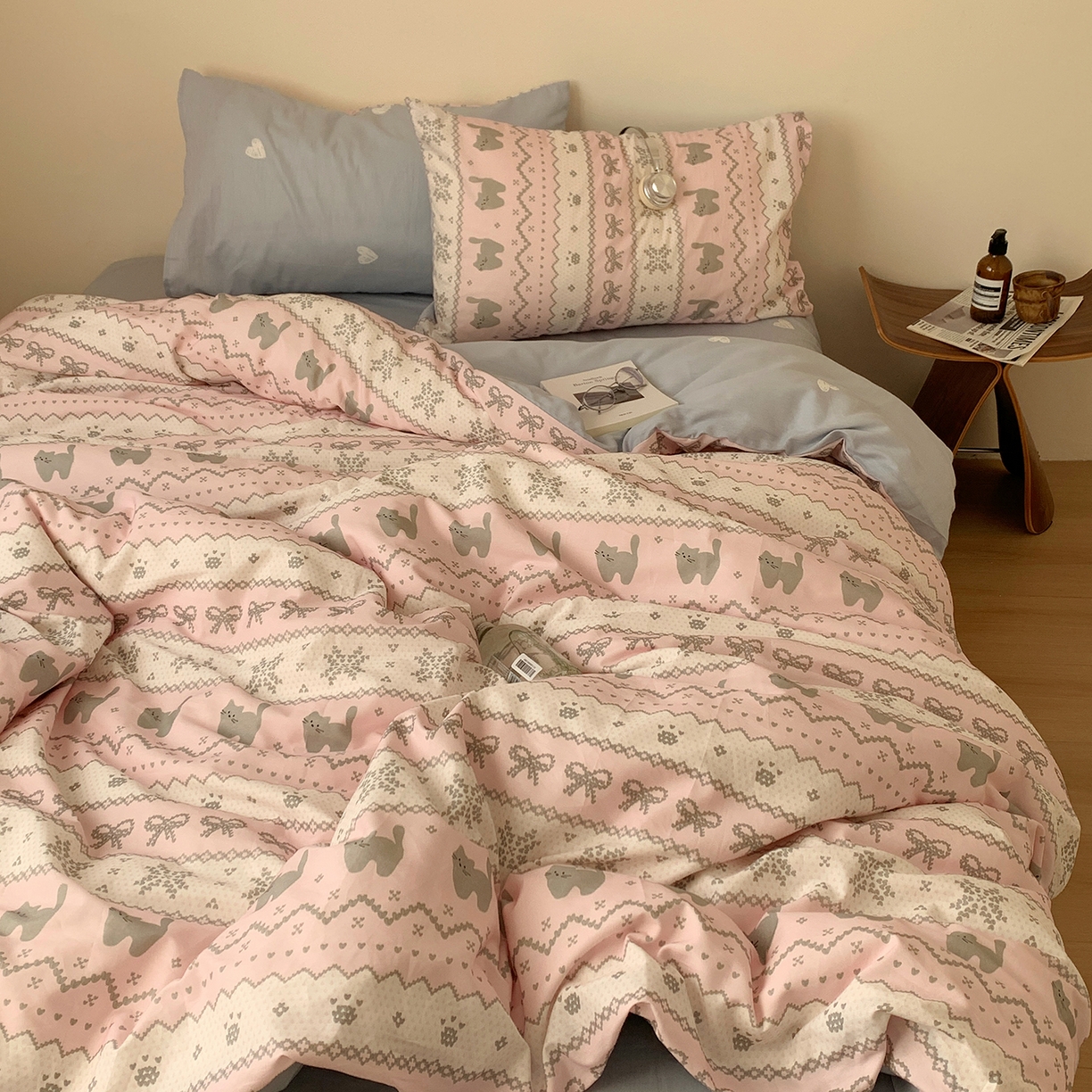 91家纺网 家纺一手货源 找家纺 （总）桃喜 2026春夏新款全棉纯棉ins简约系列四件套（会员-3）