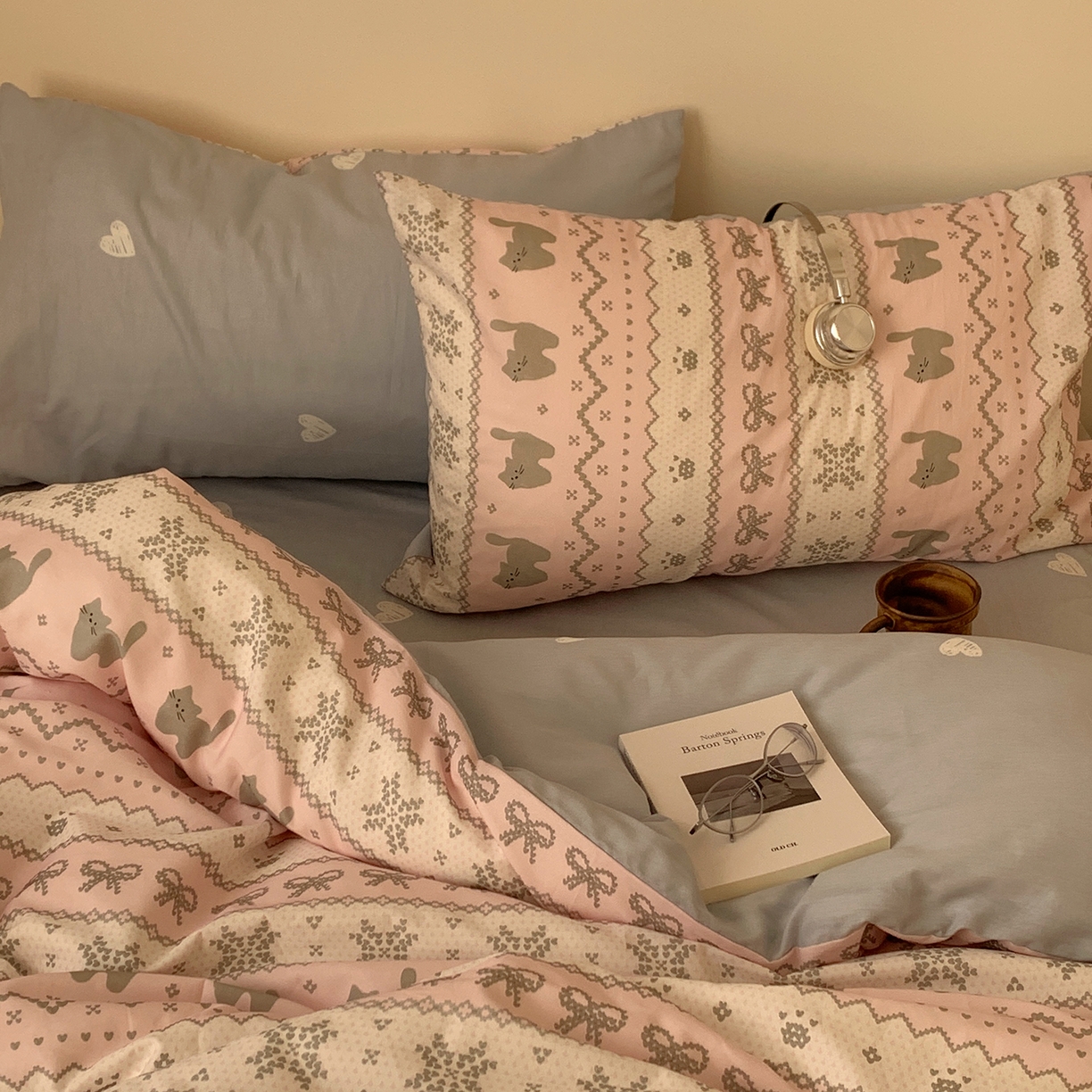 91家纺网 家纺一手货源 找家纺 （总）桃喜 2026春夏新款全棉纯棉ins简约系列四件套（会员-3）