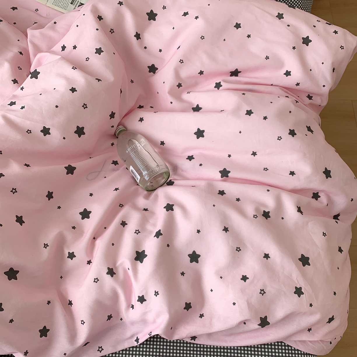 91家纺网 家纺一手货源 找家纺 桃喜 2026春夏新款全棉纯棉ins简约系列四件套（会员-3） 粉星星