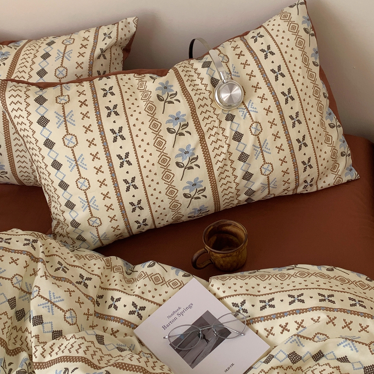 91家纺网 家纺一手货源 找家纺 桃喜 2026春夏新款全棉纯棉ins简约系列四件套（会员-3） 复古费尔岛