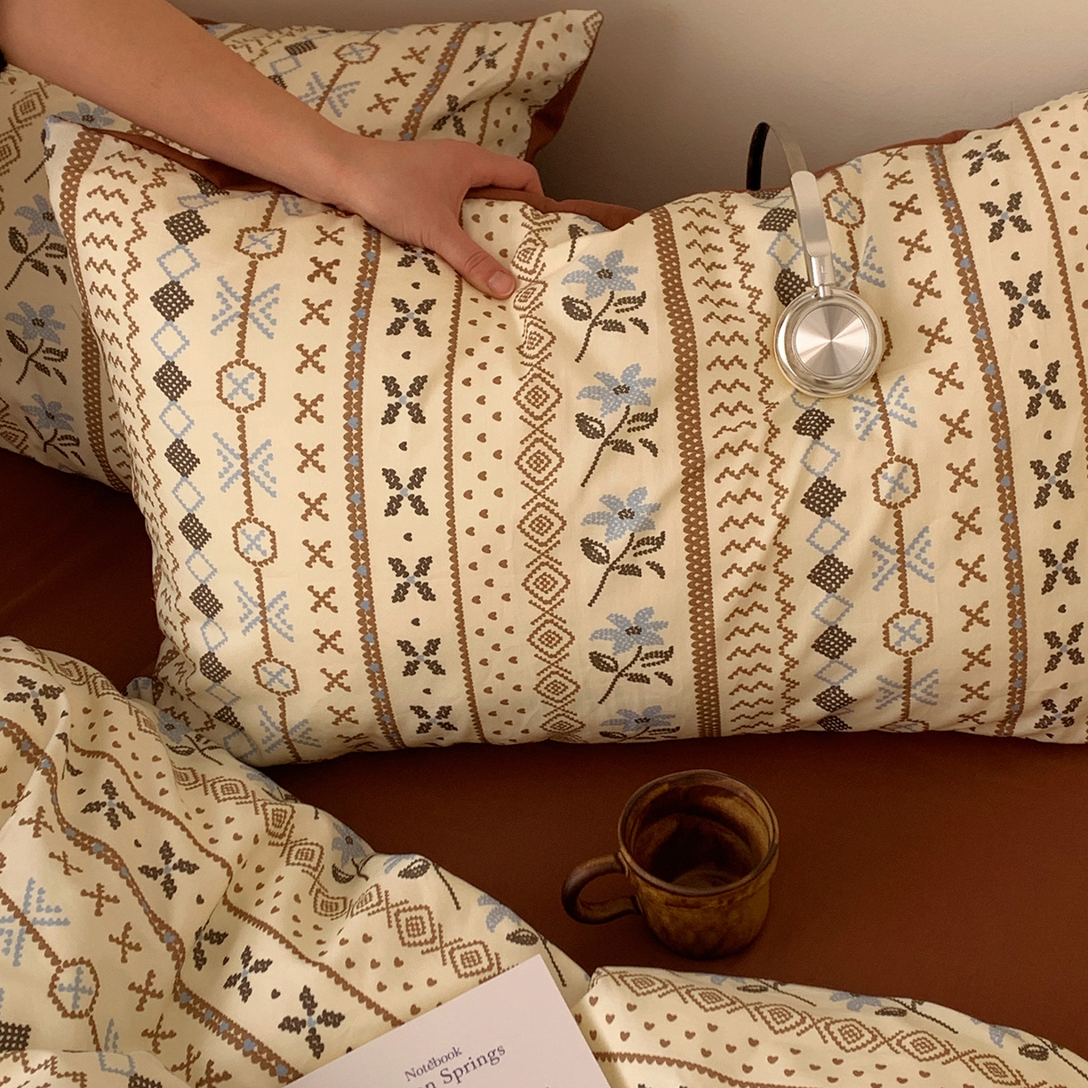 91家纺网 家纺一手货源 找家纺 桃喜 2026春夏新款全棉纯棉ins简约系列四件套（会员-3） 复古费尔岛