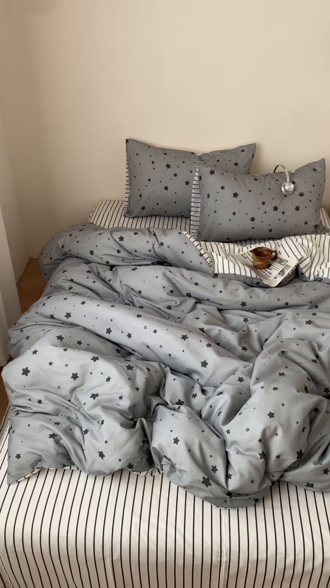 91家纺网 家纺一手货源 找家纺 桃喜 2026春夏新款全棉纯棉ins简约系列四件套（会员-3） 灰星星