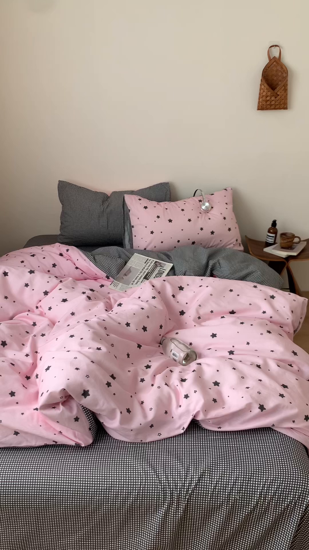 91家纺网 家纺一手货源 找家纺 桃喜 2026春夏新款全棉纯棉ins简约系列四件套（会员-3） 粉星星