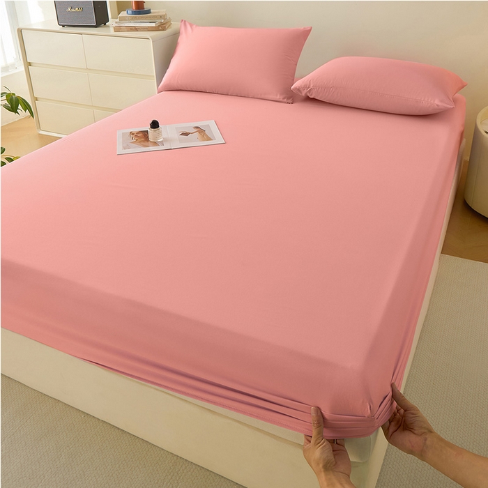 91家纺网 家纺一手货源 找家纺 青泽家纺 2026新款新款防滑水洗棉全包席梦思床笠床垫防尘保护罩 粉豆沙