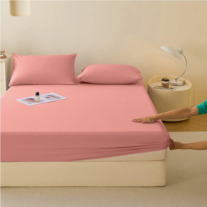 91家纺网 家纺一手货源 找家纺 青泽家纺 2026新款新款防滑水洗棉全包席梦思床笠床垫防尘保护罩 粉豆沙