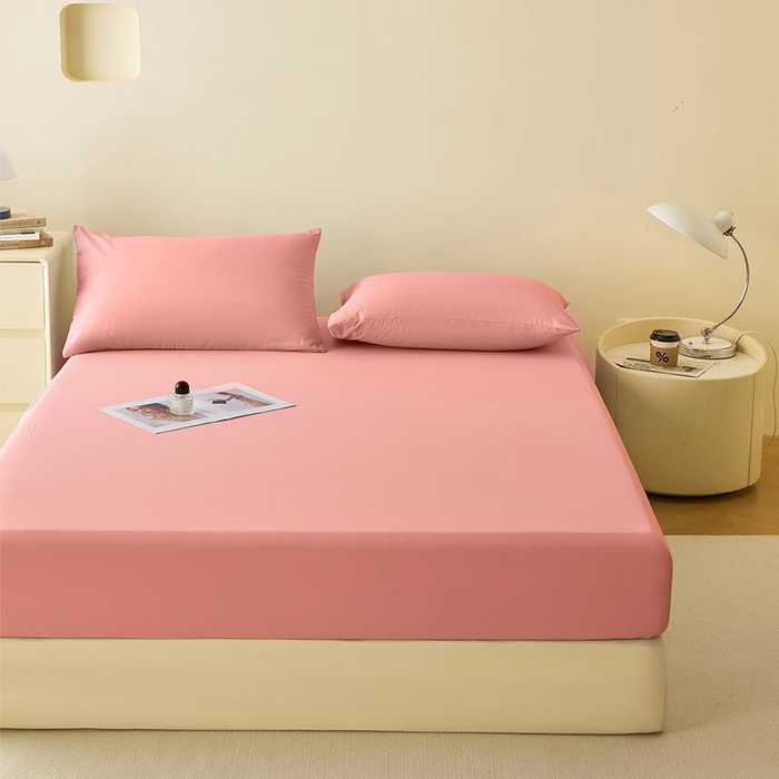 91家纺网 家纺一手货源 找家纺 青泽家纺 2026新款新款防滑水洗棉全包席梦思床笠床垫防尘保护罩 粉豆沙