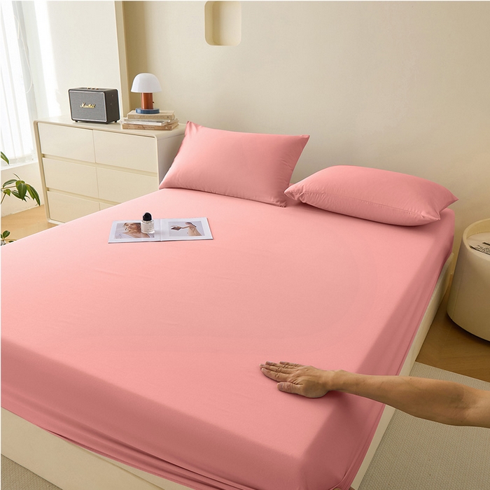 91家纺网 家纺一手货源 找家纺 青泽家纺 2026新款新款防滑水洗棉全包席梦思床笠床垫防尘保护罩 粉豆沙