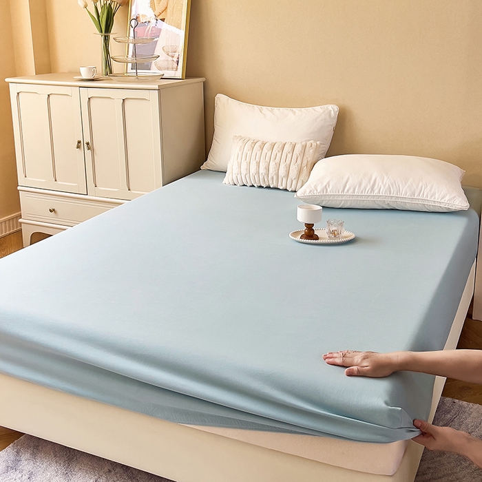 91家纺网 家纺一手货源 找家纺 青泽家纺 2026新款新款防滑水洗棉全包席梦思床笠床垫防尘保护罩 湖蓝