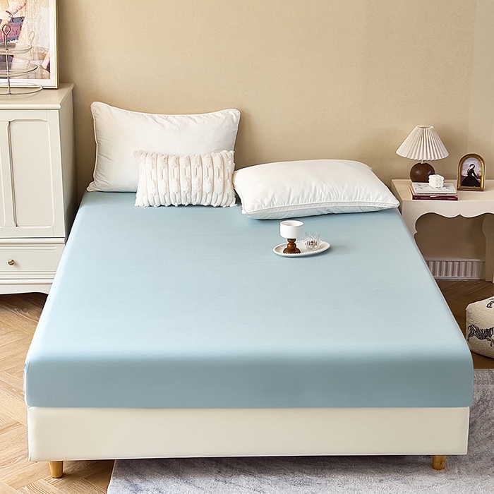 91家纺网 家纺一手货源 找家纺 青泽家纺 2026新款新款防滑水洗棉全包席梦思床笠床垫防尘保护罩 湖蓝