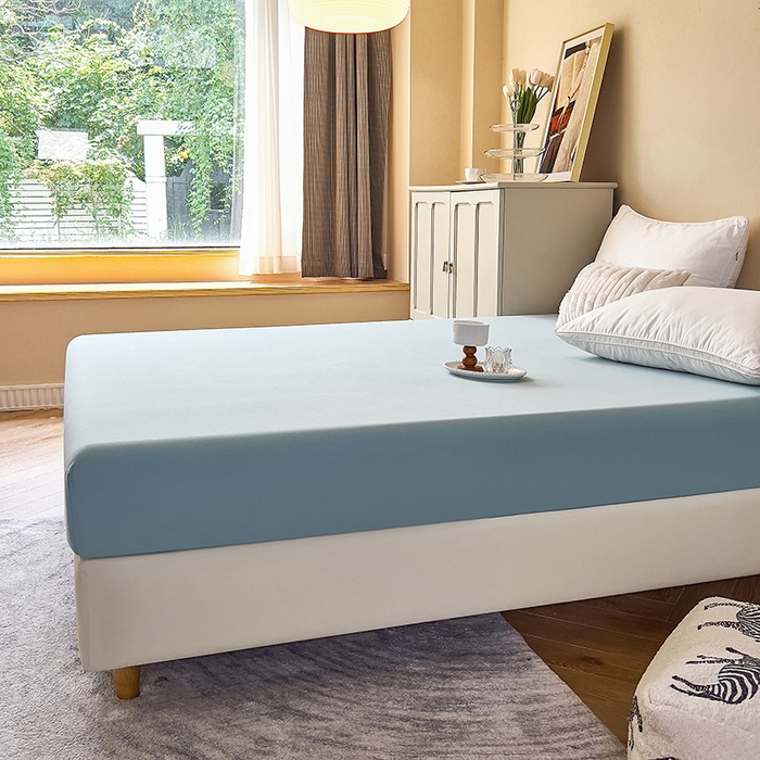 91家纺网 家纺一手货源 找家纺 青泽家纺 2026新款新款防滑水洗棉全包席梦思床笠床垫防尘保护罩 湖蓝