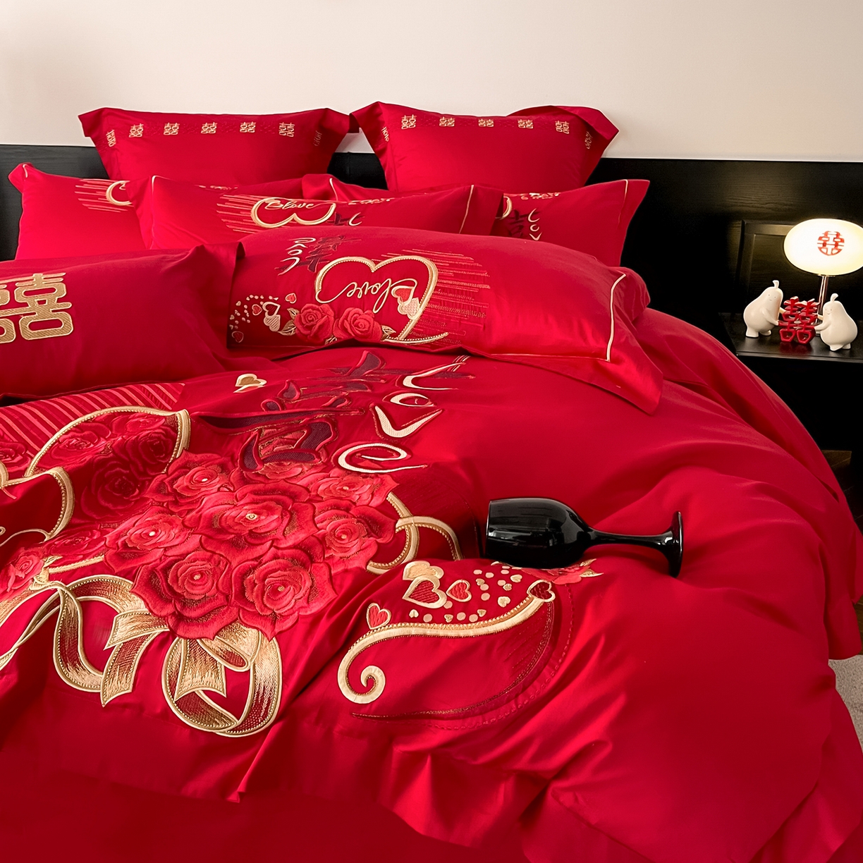 91家纺网 家纺一手货源 找家纺 （总）置顶家纺 2026新款新中式亲肤婚庆绣花四件套