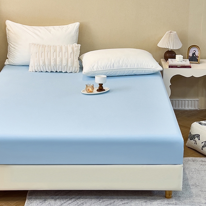 91家纺网 家纺一手货源 找家纺 青泽家纺 2026新款新款防滑水洗棉全包席梦思床笠床垫防尘保护罩 天蓝