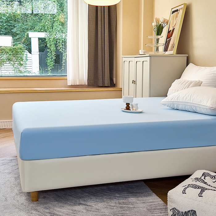 91家纺网 家纺一手货源 找家纺 青泽家纺 2026新款新款防滑水洗棉全包席梦思床笠床垫防尘保护罩 天蓝