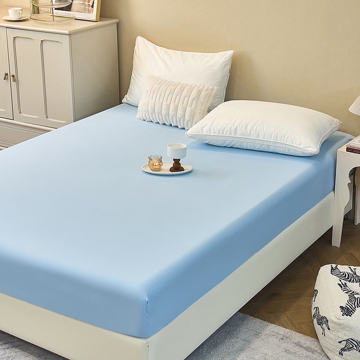 91家纺网 家纺一手货源 找家纺 青泽家纺 2026新款新款防滑水洗棉全包席梦思床笠床垫防尘保护罩 天蓝