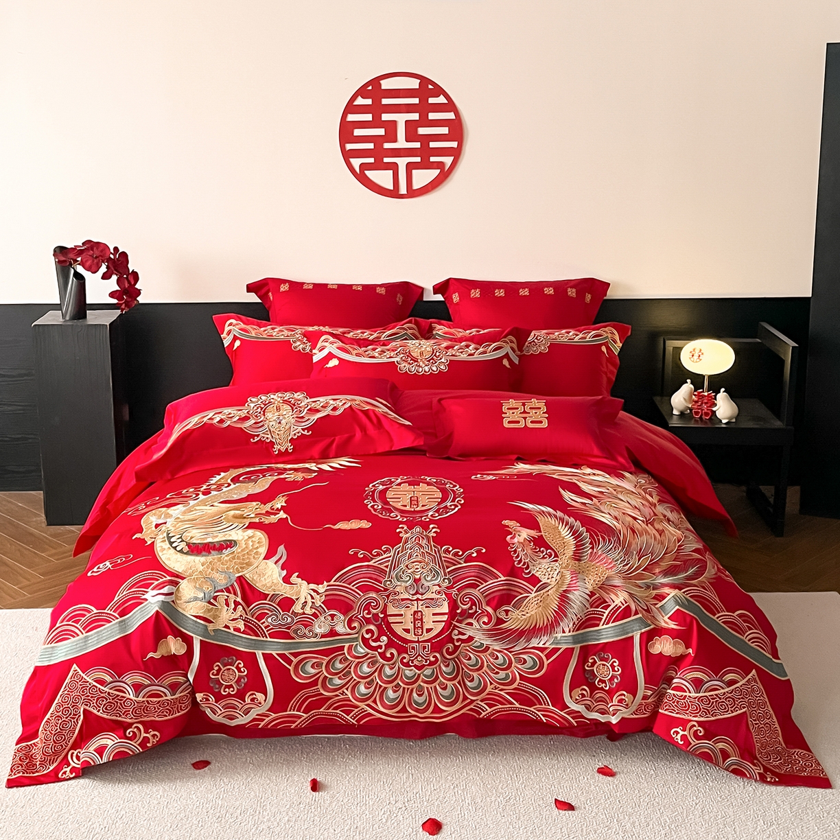 91家纺网 家纺一手货源 找家纺 （总）置顶家纺 2026新款新中式亲肤婚庆绣花四件套