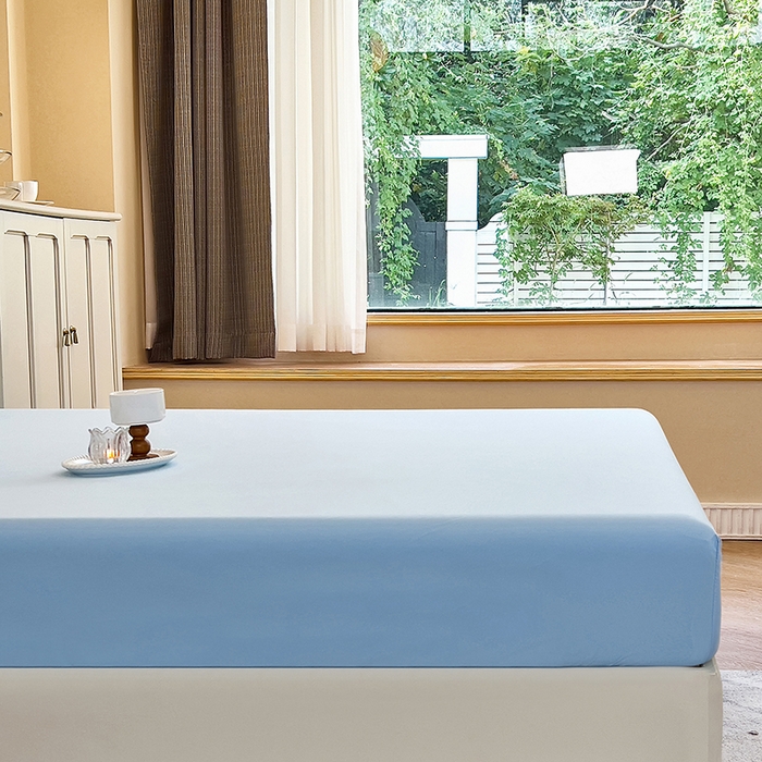 91家纺网 家纺一手货源 找家纺 青泽家纺 2026新款新款防滑水洗棉全包席梦思床笠床垫防尘保护罩 天蓝