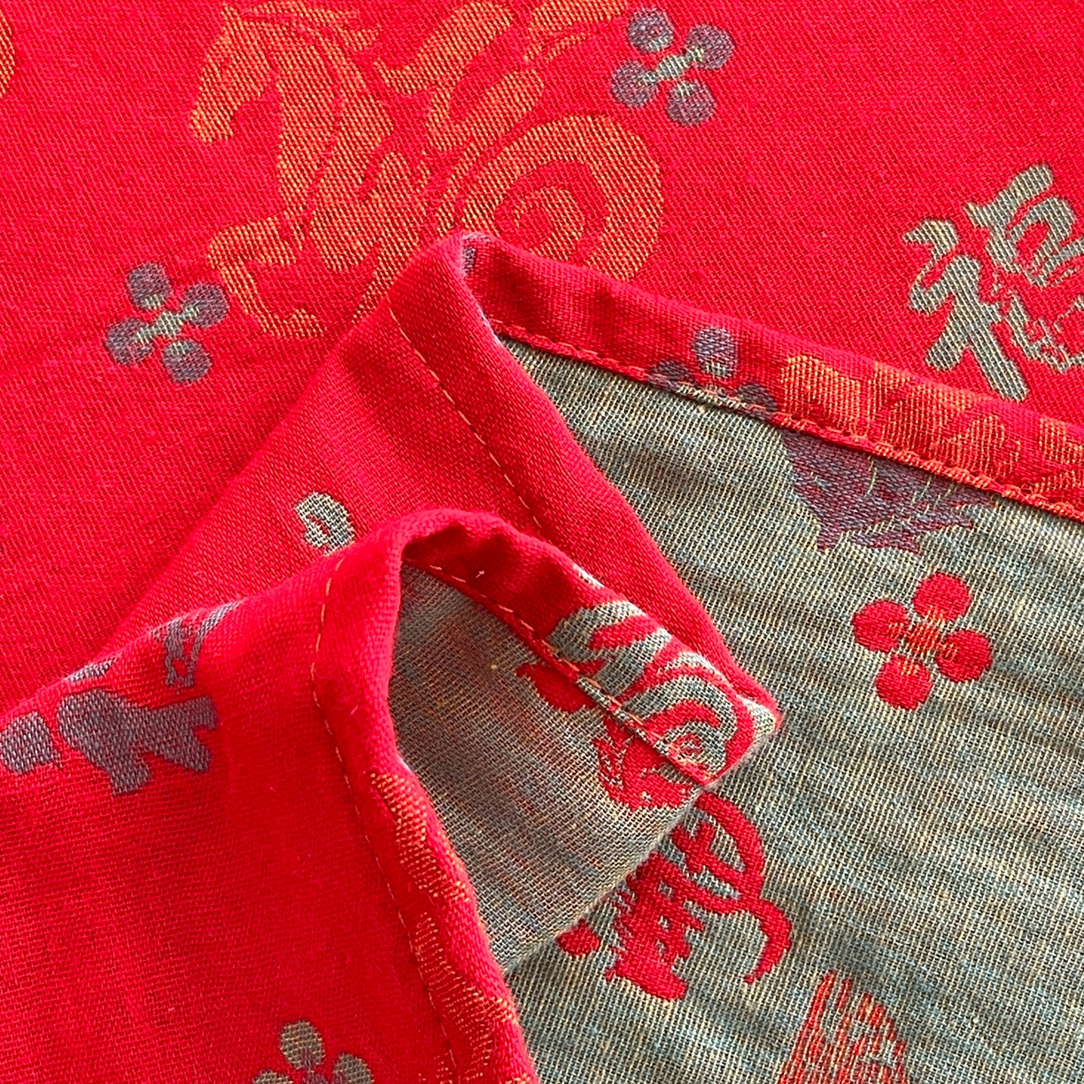 91家纺网 家纺一手货源 找家纺 春皖家纺 2026新款全棉色织双层纱提花百福系列拉链款-单床单 红福马